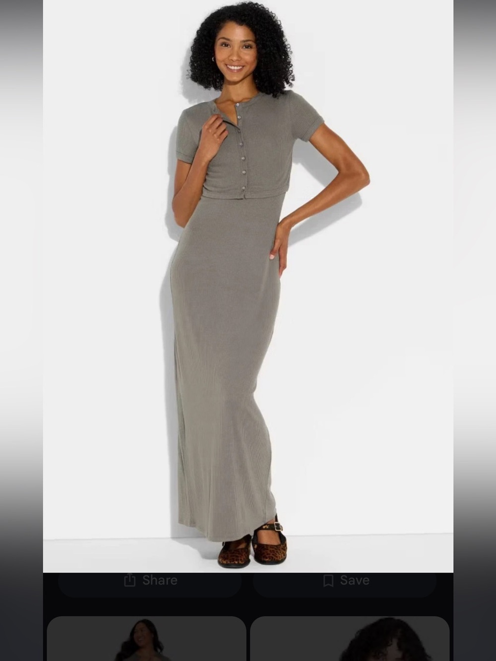 wild fable Ribbed Maxi Dress in Gray